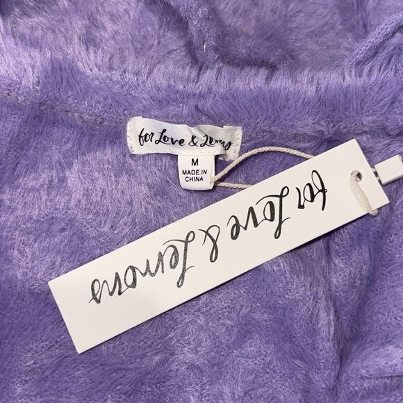 NWT For Love & Lemons Finley Mini Dress in Purple Fuzzy Medium Revolve - Picture 12 of 14